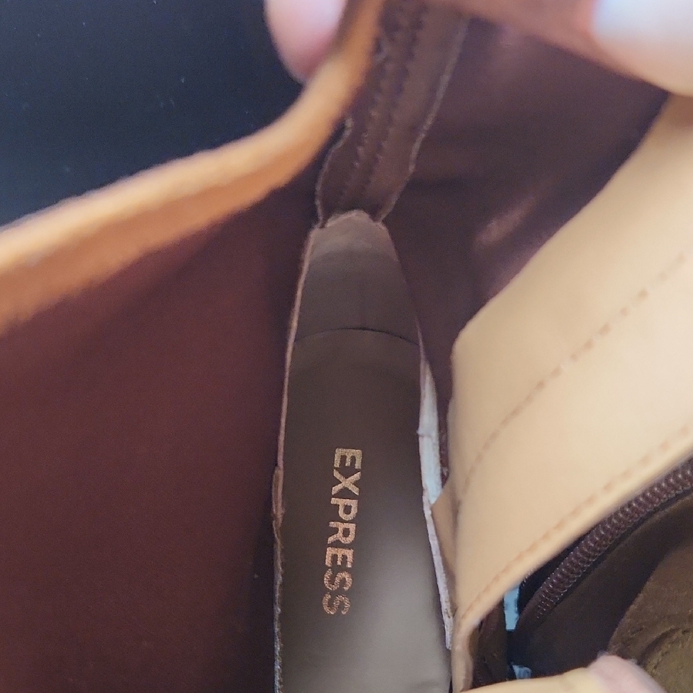 Express Tan Suede Heeled Boots - Picture 4 of 5